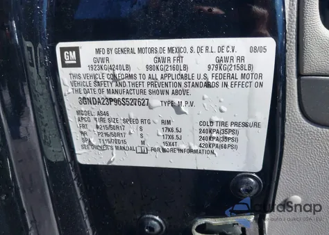 2006 Chevrolet Hhr Lt from USA, damaged, VIN 3GNDA23P96S527627